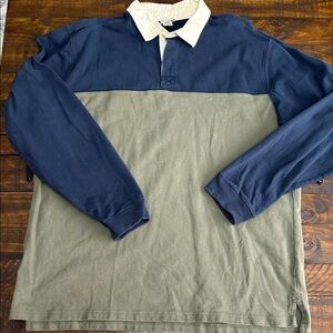 L.L. Bean Navy and Olive Long Sleeve Shirt XL TALL